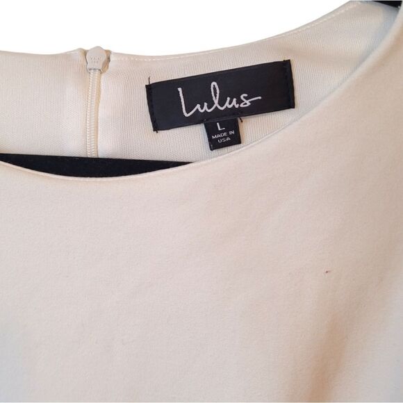 Lulus White Fit and Flare Jersey Knit Mesh Hem Dress - Picture 3 of 5